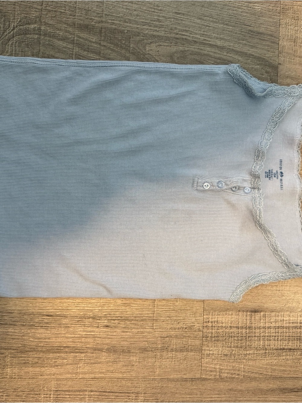 Brandy Melville Light Blue Ribbed Lace-Trim Tank Top